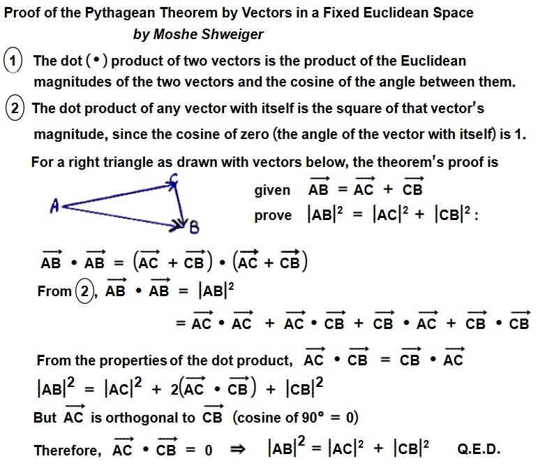 Proof of the Pythagorean Therom By Vectors