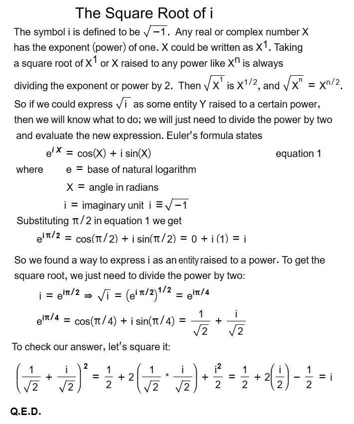 Proof for square root of i